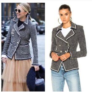 Veronica Beard Carroll Double Breasted Tweed Blazer Jacket Blue Sz 6